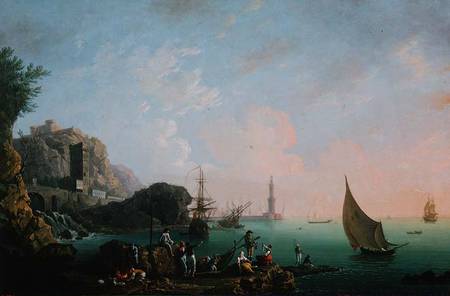 Italian Port Scene (Sunset) de Thomas Patch