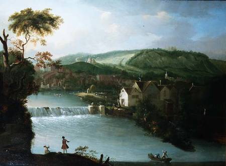 A View of the Abbey Mill and Weir on the River Avon, Bath de Thomas Ross