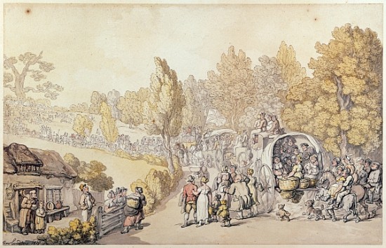 Cartoon depicting country folk leaving for the town de Thomas Rowlandson