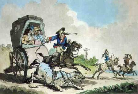 "French Travelling, or The First Stage from Calais", aquatinted by Francis Jukes (1747-1812), pub. b de Thomas Rowlandson