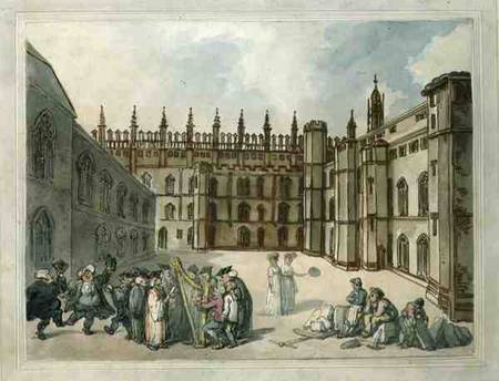 Quadrangle of King's College, Cambridge  & w/c on de Thomas Rowlandson