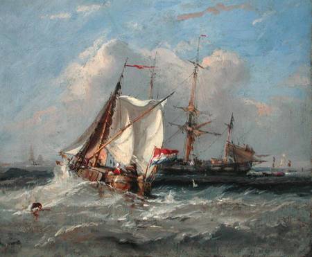 A Dutch Smalschip in a Strong Breeze de Thomas Sewell Robins