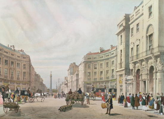 Regent Street, Looking Towards the Duke of York's Column, from 'London As It Is', engraved and pub. de Thomas Shotter Boys