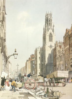 St. Dunstan's, Fleet Street, from 'London As It Is', engraved and pub. by the artist, 1842 (colour l de Thomas Shotter Boys