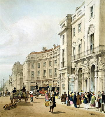 Western side of John Nash's extended Regent Circus (detail) from 'London As It Is', engraved and pub de Thomas Shotter Boys