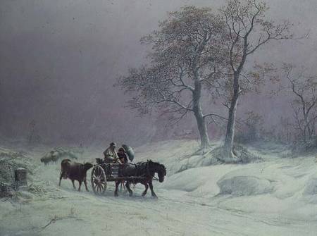 The wintry road to market de Thomas Sidney Cooper