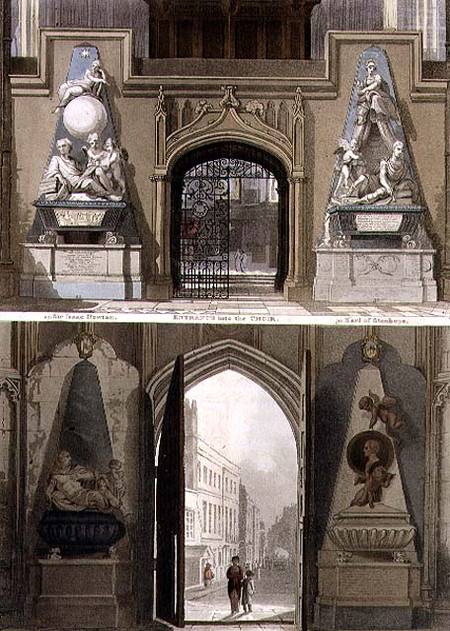 The Entrance into the Choir and the West Entrance, plate 20 from 'Westminster Abbey' de Thomas Uwins