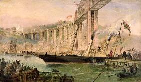 Opening Ceremony of the Royal Albert Bridge, Saltash, with a Paddle Steamer Passing Underneath