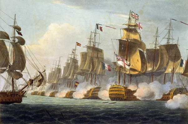 Battle of Trafalgar, October 21st 1805, from 'The Naval Achievements of Great Britain' by James Jenk de Thomas Whitcombe