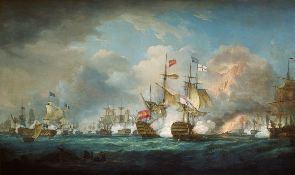 The naval battle of Trafalgar on October 21st, 180 de Thomas Whitcombe