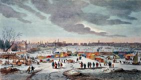 Frost Fair on the River Thames near the Temple Stairs in 1683-84, engraved by James Stow (1770-c.182