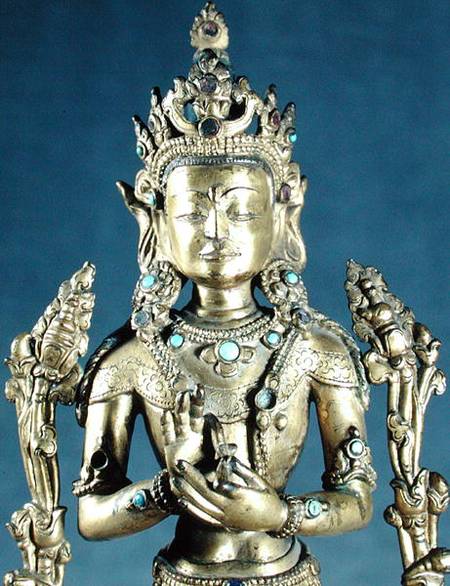 Buddha of the Future or Bodhisattva Maitreya, from Tibet, 15th-19th century (gold, bronze, amethyst de Tibetan Art