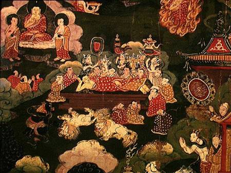 Parinirvana, from 'The Life of Buddha Sakyamuni' de Tibetan Art
