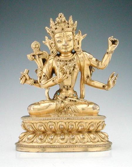 Statuette of a goddess (gilt copper alloy & gems) de Tibetan Art