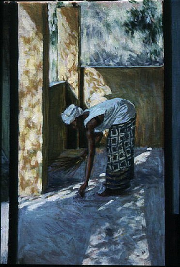Girl Sweeping II, 2002 (oil canvas) (see also 188679, 188681)  de Tilly  Willis