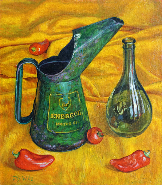 Oil Can with Red Peppers de Tilly  Willis