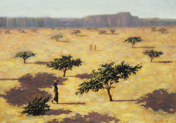 Sahelian Landscape, Mali, 1991 (oil on canvas)  de Tilly  Willis