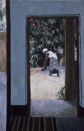Girl Sweeping III, 2002 (oil on canvas) (see also 188679-680) 
