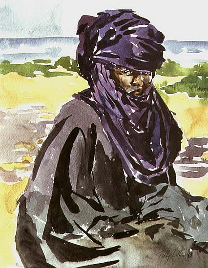 Tuareg Tribesman, 1991 (w/c on paper)  de Tilly  Willis