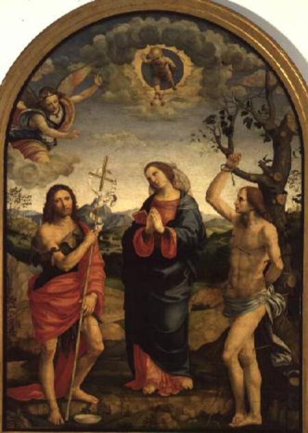 The Virgin with Saints Sebastian and John the Baptist (altarpiece) de Timoteo Viti