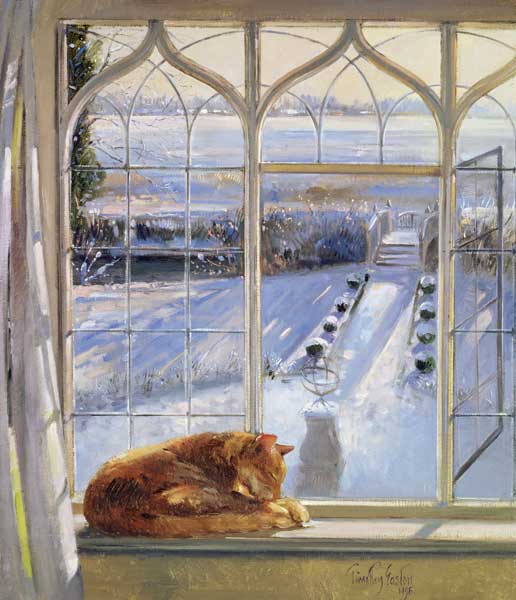 Sundial and Cat (oil on canvas)  de Timothy  Easton