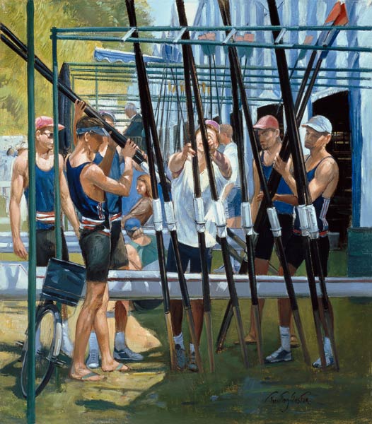 Collecting Oars (oil on canvas)  de Timothy  Easton