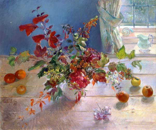 Honeysuckle and Berries, 1993 (oil on canvas)  de Timothy  Easton