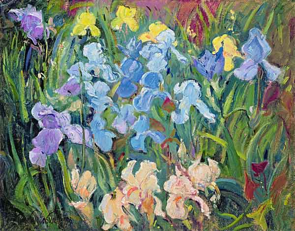 Irises: Pink, Blue and Gold, 1993  de Timothy  Easton
