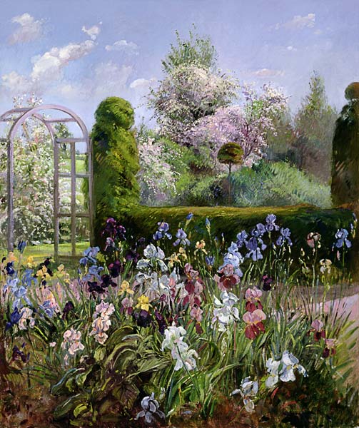 Irises in the Formal Gardens, 1993  de Timothy  Easton