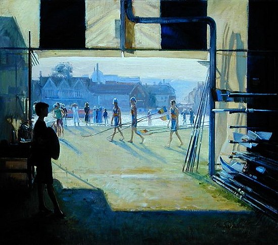 Passing the Boat Tent, Henley, 1993 (oil on canvas)  de Timothy  Easton
