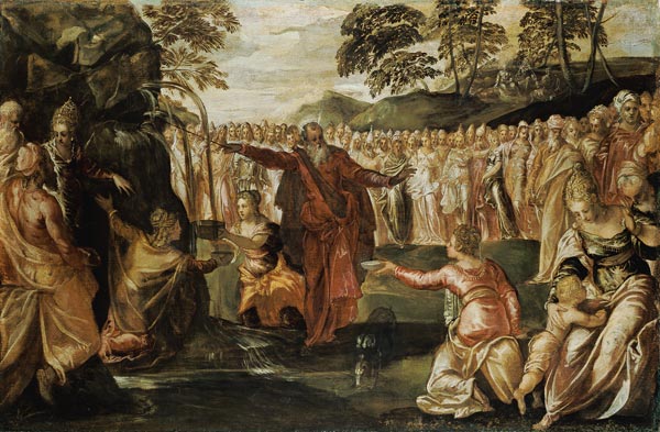 Moses beats water from the rock de Tintoretto (aliasJacopo Robusti)