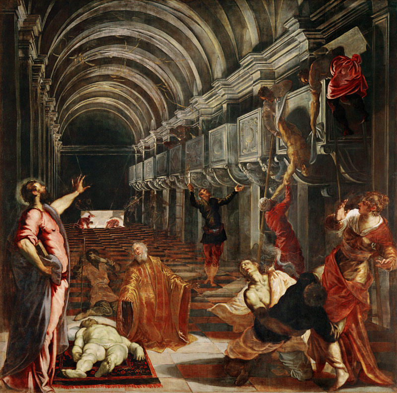 Auffindung of the corpse of holy Markus de Tintoretto (aliasJacopo Robusti)