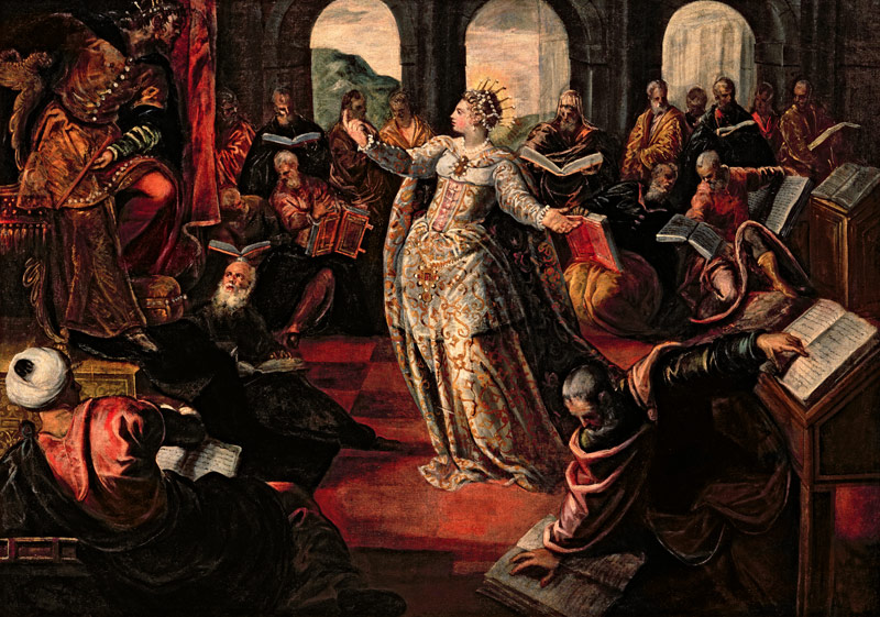 The dispute of Catherine of Alexandria with the philosophers de Tintoretto (aliasJacopo Robusti)
