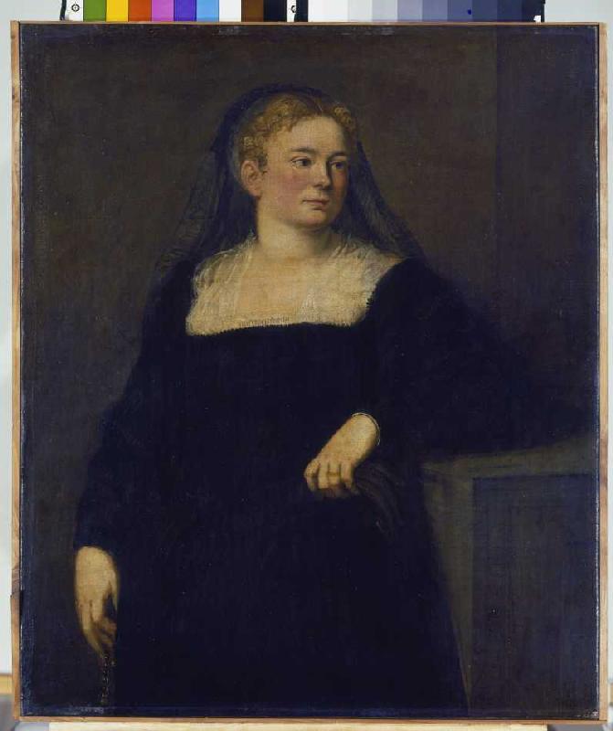 Portrait of a lady in mourning (early work) de Tintoretto (aliasJacopo Robusti)