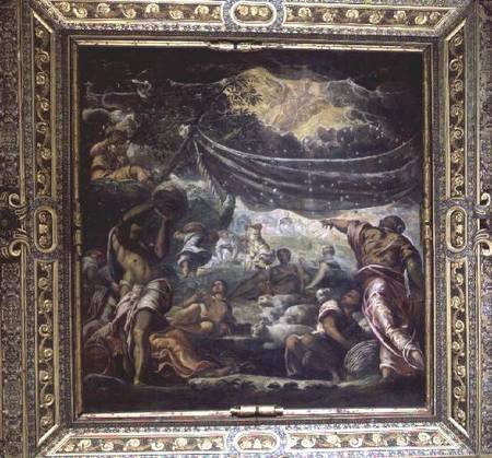 The Fall of Manna (ceiling painting) de Tintoretto (aliasJacopo Robusti)