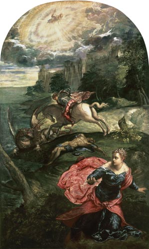 Piece of Georg and the dragon de Tintoretto (aliasJacopo Robusti)