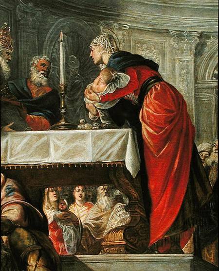 Presentation of Christ at the Temple  (detail of 61429) de Tintoretto (aliasJacopo Robusti)