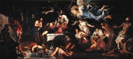 St. Roch Visited by an Angel in Prison de Tintoretto (aliasJacopo Robusti)