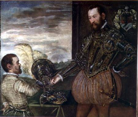 Scipio Clusone with a dwarf valet de Tintoretto (aliasJacopo Robusti)