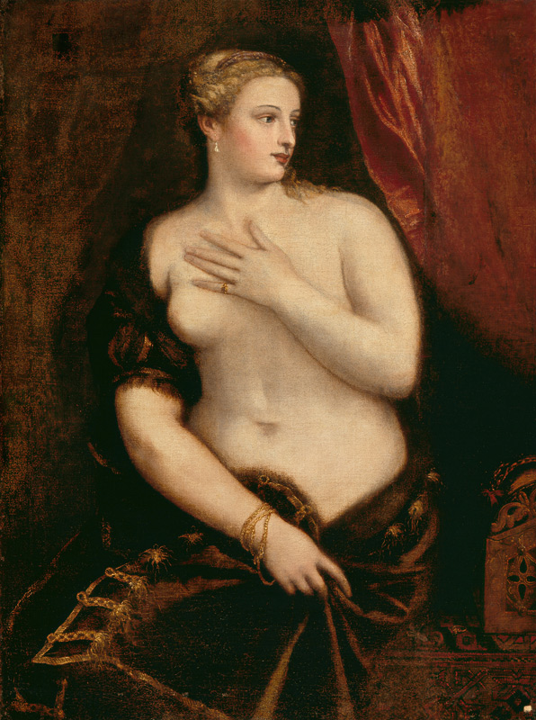 Venus contemplándose en el espejo de Tiziano Vecellio