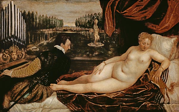 Venus and the Organist de Tiziano Vecellio