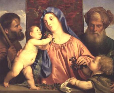 Madonna of the Cherries with Joseph, St. Zacharias and John the Baptist de Tiziano Vecellio