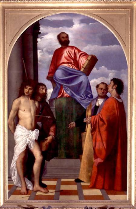 St. Mark with SS. Sebastian, Roch, Cosmas and Damian de Tiziano Vecellio