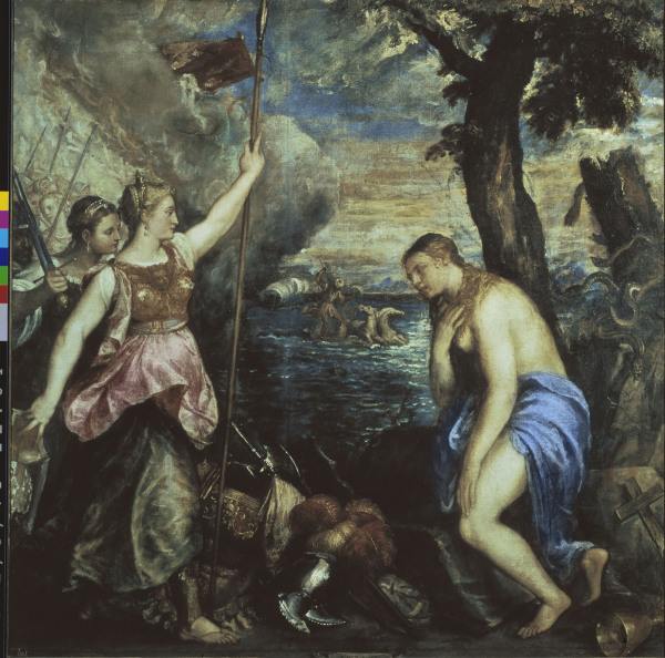 Titian / Spain aiding Religion / 1566-75 de Tiziano Vecellio