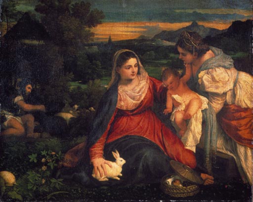 Tizian, Maria mit Kaninchen de Tiziano Vecellio