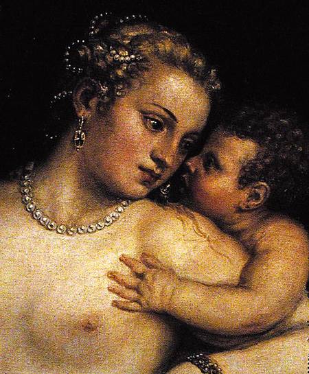Venus Delighting herself with Love and Music de Tiziano Vecellio