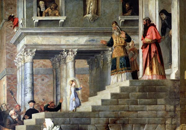 Presentation of the Virgin at the Temple de Tiziano Vecellio