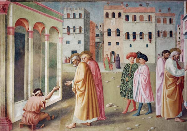 St. Peter healing a cripple, c.1427 (fresco) (detail of 57195) de Tommaso Masolino da Panicale