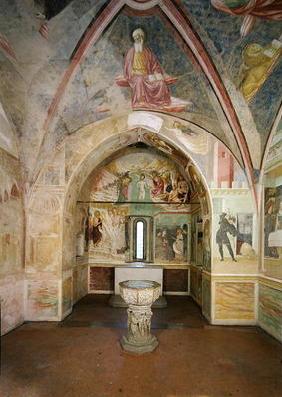 Interior of the Baptistery with fresco depicting scenes from the Life of Saint John, by Tommaso Maso