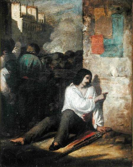 The Barricade in 1848 or, The Injured Insurgent de Tony Johannot